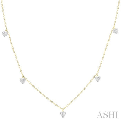 Heart Shape Lovebright Diamond Station Necklace