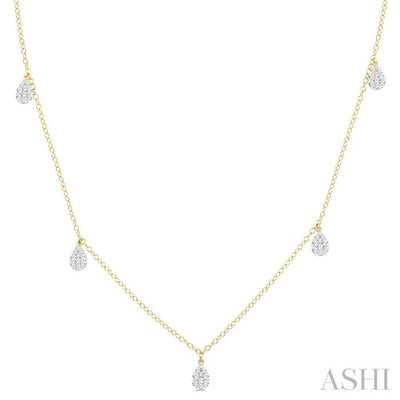 Pear Shape Lovebright Diamond Station Necklace