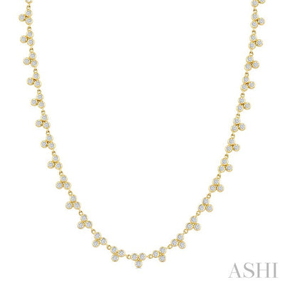 3 Stone Bezel Diamond Station Necklace