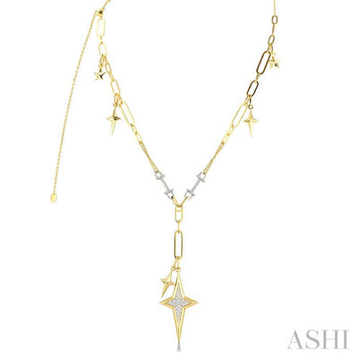 Star Shape Paperclip Link Diamond Fashion Necklace