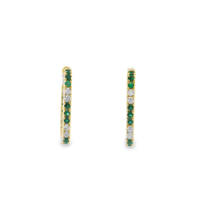 Inside-Out Emerald & Diamond Hoop Earrings