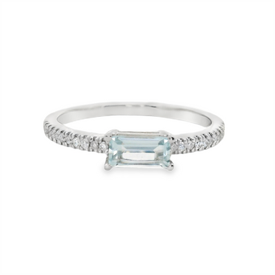 Aquamarine & Diamond Stackable Ring