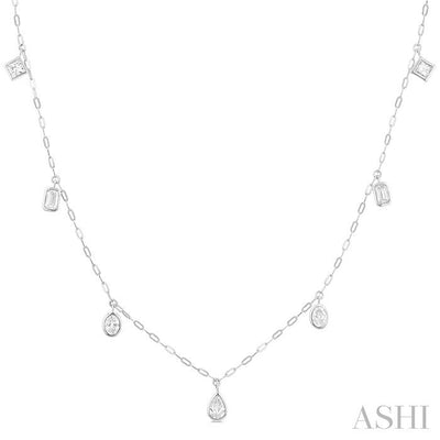 Mixed Shape Bezel Set Diamond Station Necklace