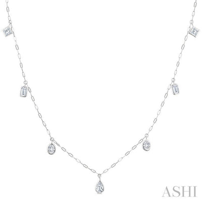 Mixed Shape Bezel Set Diamond Station Necklace