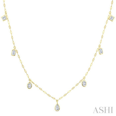 Mixed Shape Bezel Set Diamond Station Necklace