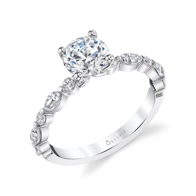 Round Diamond Shared Prong Engagement Ring
