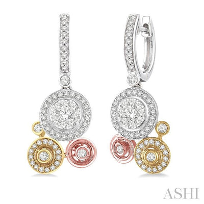 Round Shape Halo Lovebright Diamond Fashion Earrings
