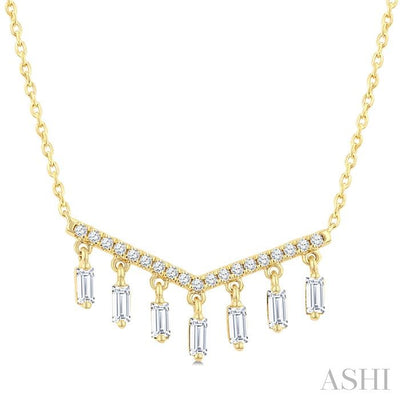 Emerald Shape Diamond Chandelier Fashion Necklace