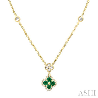 Clover Gemstone & Diamond Station Necklace