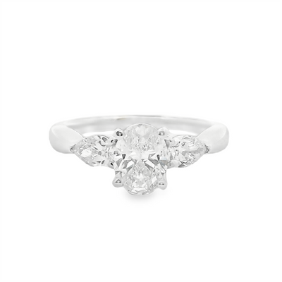 Oval Diamond Three Stone Engagement Ring