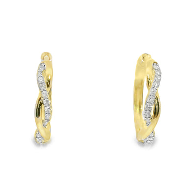 Diamond Twist Huggie Hoop Earrings