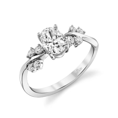 Oval Diamond Scattered Engagement Ring