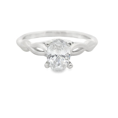 Oval Diamond Twist Solitaire Engagement Ring