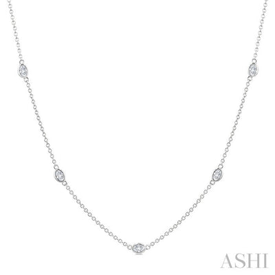 Oval Shape Diamond Station Necklace