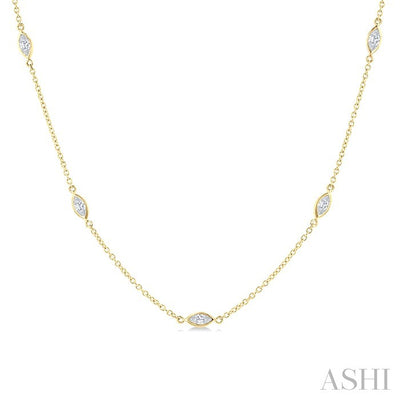 Marquise Shape Diamond Station Necklace