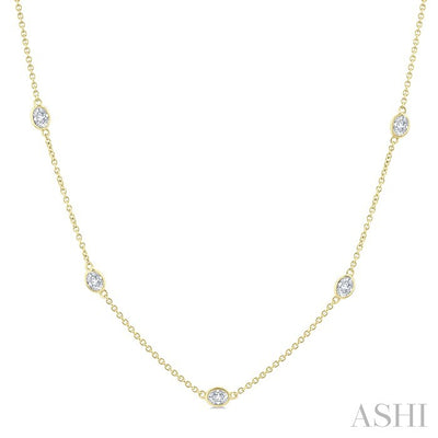 Oval Shape Diamond Station Necklace