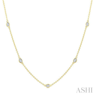 Oval Shape Diamond Station Necklace