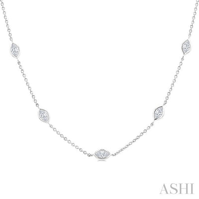 Marquise Shape Diamond Station Necklace