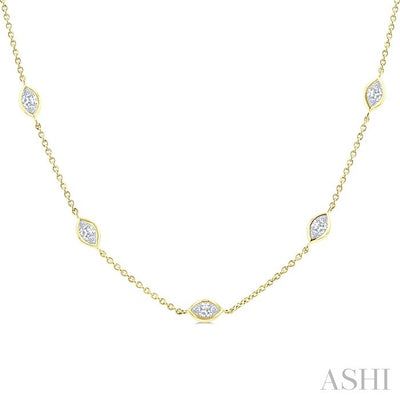 Marquise Shape Diamond Station Necklace
