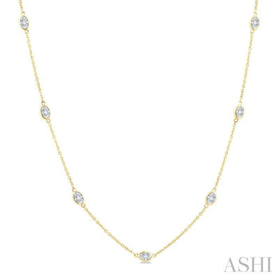 Oval Shape Diamond Station Necklace