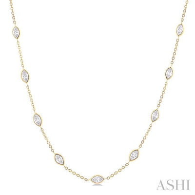 Marquise Shape Diamond Station Necklace