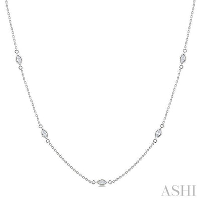 Marquise Shape Diamond Station Necklace