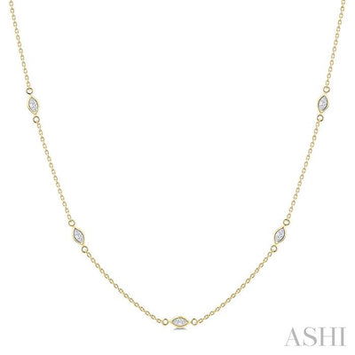 Marquise Shape Diamond Station Necklace