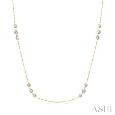 3 Stone Diamond Station Necklace