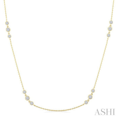 3 Stone Diamond Station Necklace