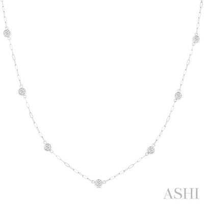 Bezel Set Paperclip Diamond Station Necklace