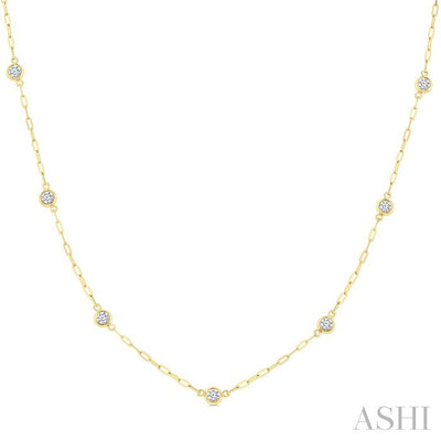 Bezel Set Paperclip Diamond Station Necklace