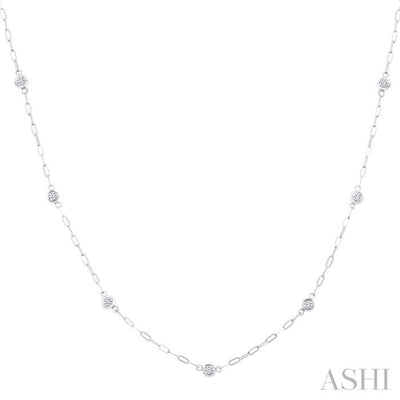 Bezel Set Paperclip Diamond Station Necklace