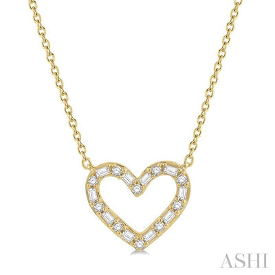 Heart Shape Baguette Diamond Pendant