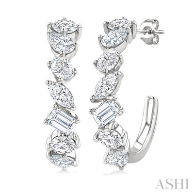 Mixed Shape Scatter Diamond Fashion Half Hoop Earrings