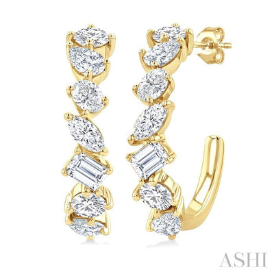 Mixed Shape Scatter Diamond Fashion Half Hoop Earrings