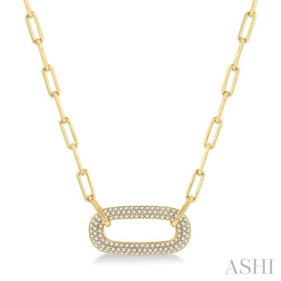 Pave-Set Paperclip Diamond Fashion Pendant