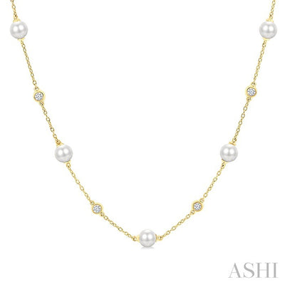 Pearl & Diamond Station Necklace