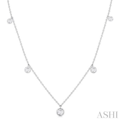 Round Shape Diamond Station Necklace
