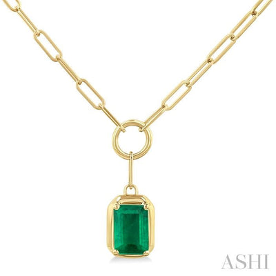 Emerald Shape Paperclip Gemstone Pendant