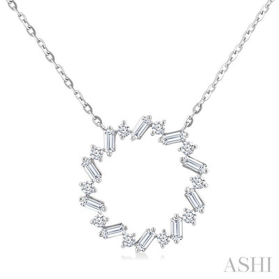 Circle Scatter Baguette Diamond Pendant