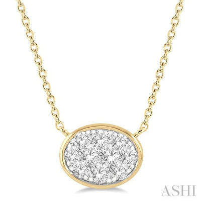 Oval Shape East-West Bezel Set Lovebright Essential Diamond Pendant