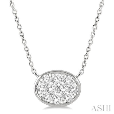 Oval Shape East-West Bezel Set Lovebright Essential Diamond Pendant