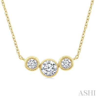 3 Stone Bezel Set Diamond Necklace