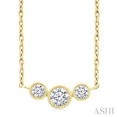 3 Stone Bezel Set Diamond Necklace