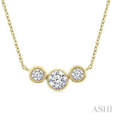 3 Stone Bezel Set Diamond Necklace