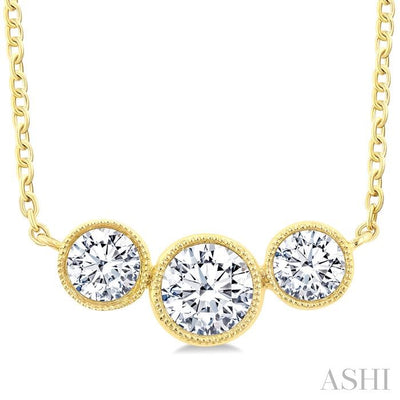 3 Stone Bezel Set Diamond Necklace
