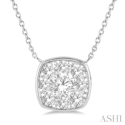 Cushion Shape Bezel Set Lovebright Essential Diamond Pendant
