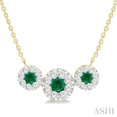 Round Shape Past Present & Future Lovebright Gemstone & Diamond Necklace