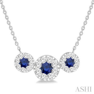 Round Shape Past Present & Future Lovebright Gemstone & Diamond Necklace