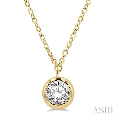 Round Shape Bezel Set Diamond Pendant